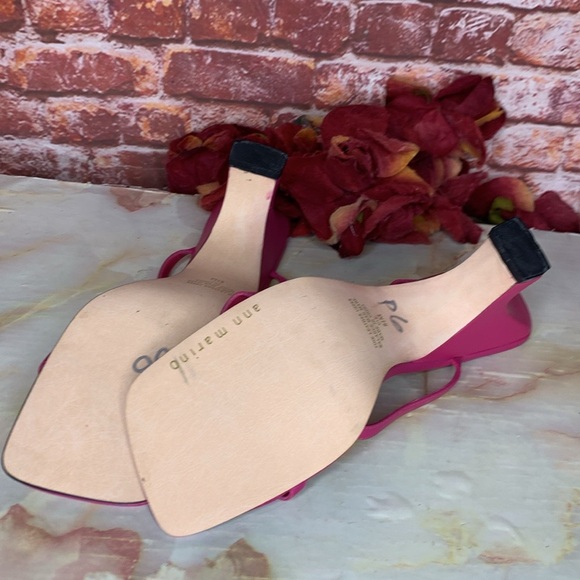 Vintage Ann Marino Fuchsia Beaded Kitten Heel Slide Sandals - Picture 11 of 12